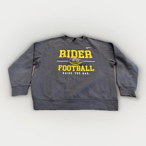 Nike Mens Gray RIDER FOOTBALL Spell Out Swoosh Pullover Sweatshirt Size XL - Picture 1 of 10
